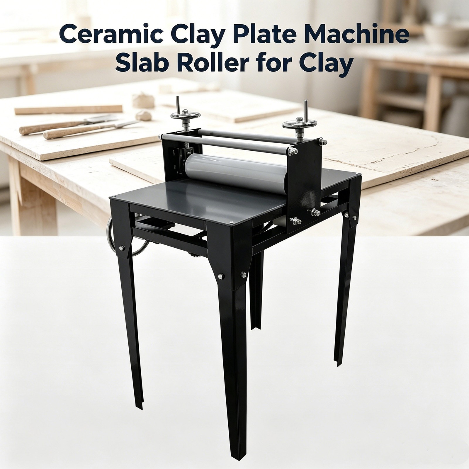Ceramic Clay Plate Machine Slab Roller Heavy Duty Adjustable Clay Art 27x17.7in