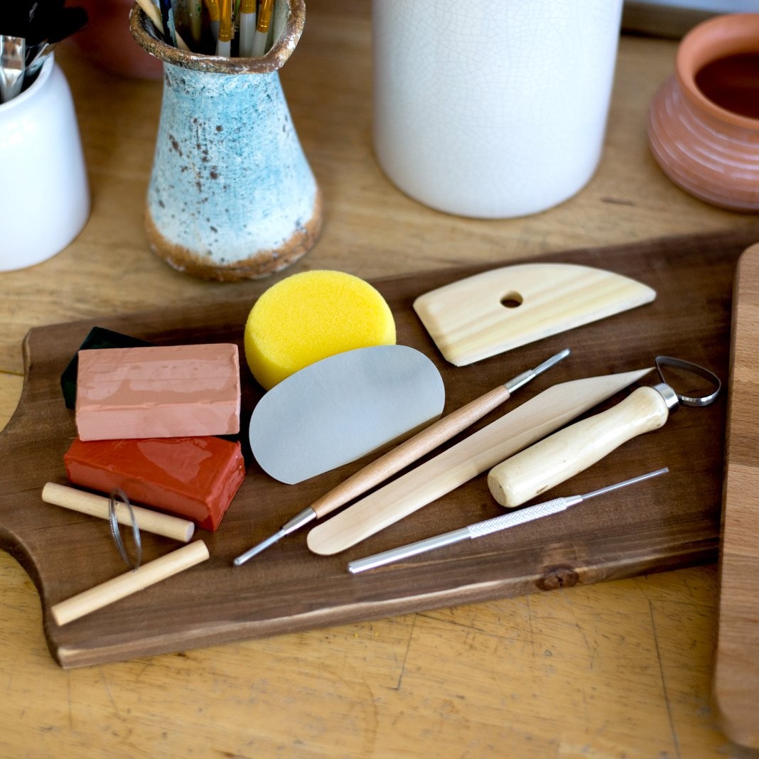 ToolTreaux Basic Pottery Tools Modeling Clay Arts and Crafts Supplies Set - 8pc