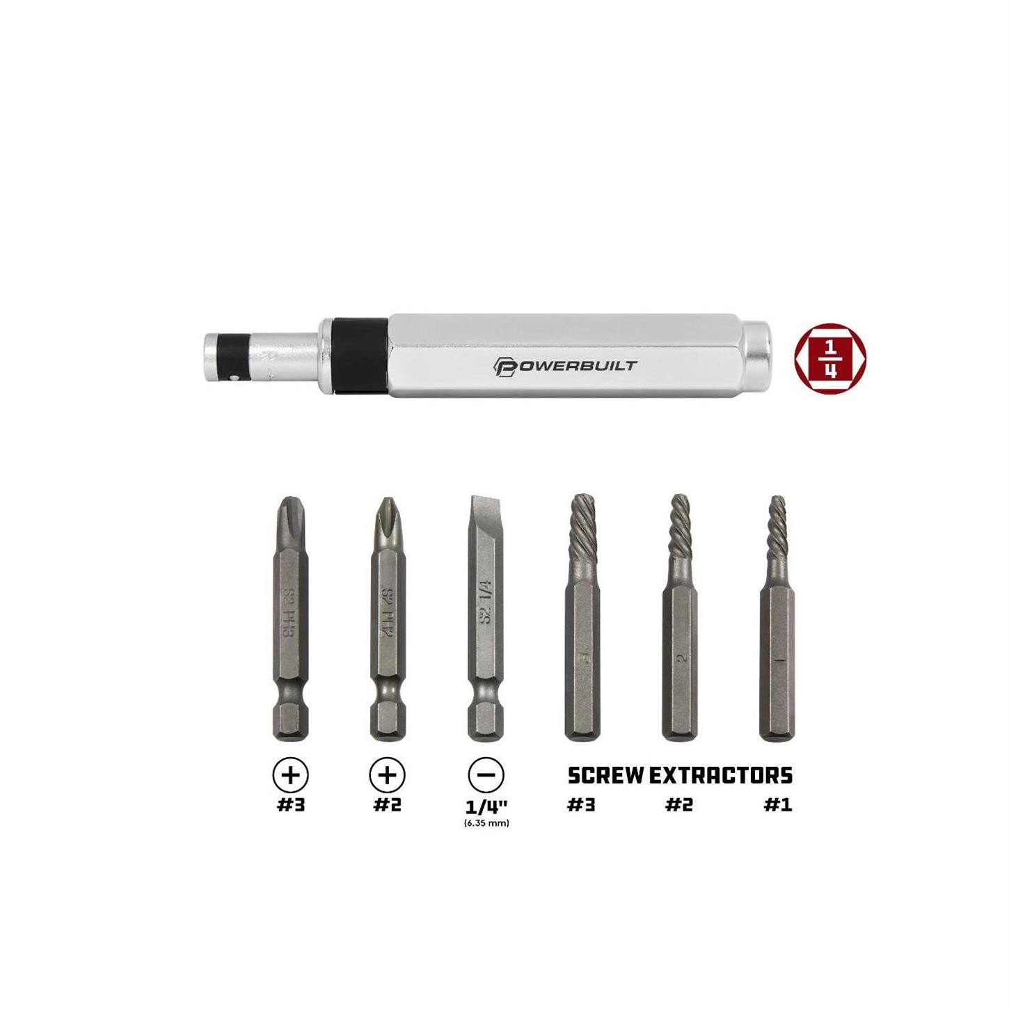 Powerbuilt 647767 7 Piece Mini Impact Drive And Extractor Set