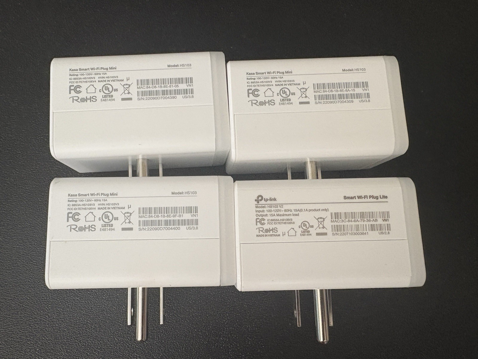 4 Kasa TP-Link Smart Wi-Fi Plugs