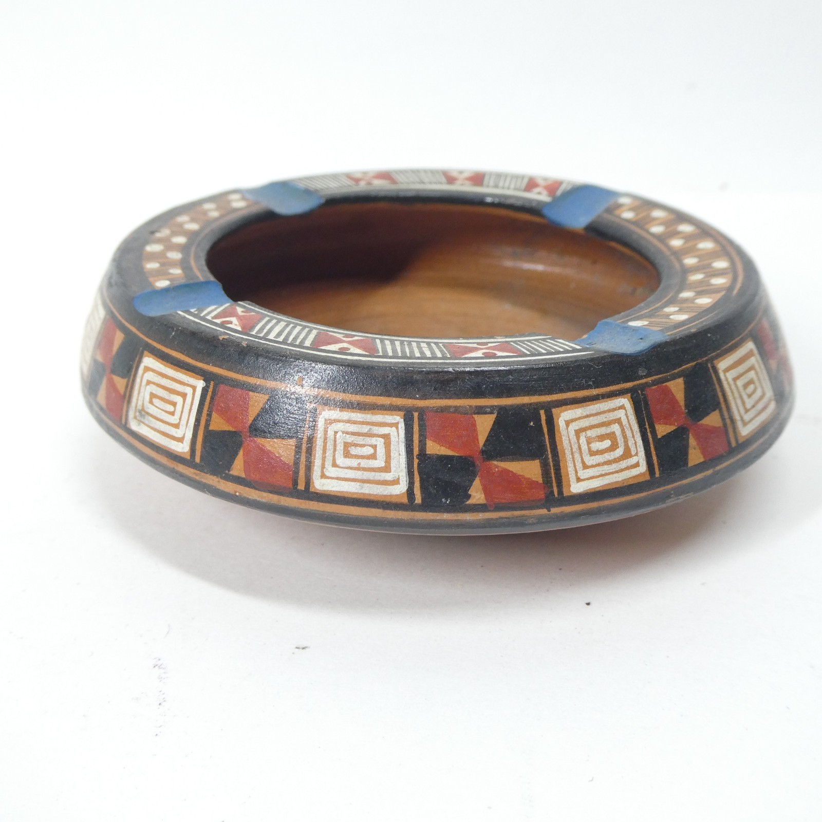 Pisac Peru Ashtray Pottery Painted Clay Geometric Vintage