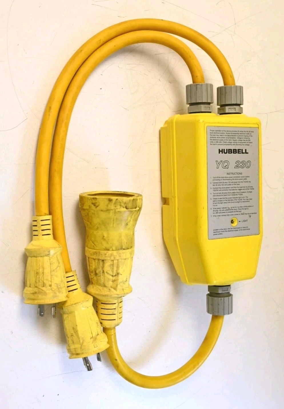 Hubbell YQ-230 Shore Power Adapter 2-30A Male to 1-50A Female 125V/30A Splitter