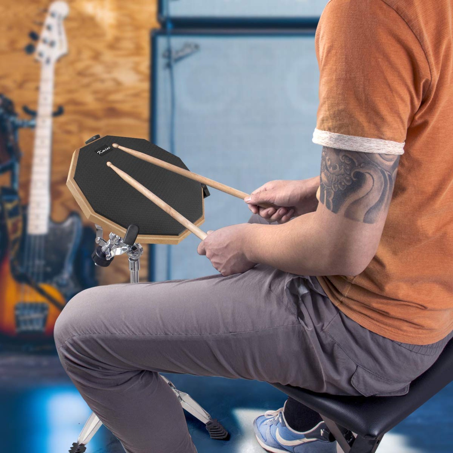 Horse Practice Drum Pad, 12 Inch Double Sided Exercise Drumming Pads Kit Set,...