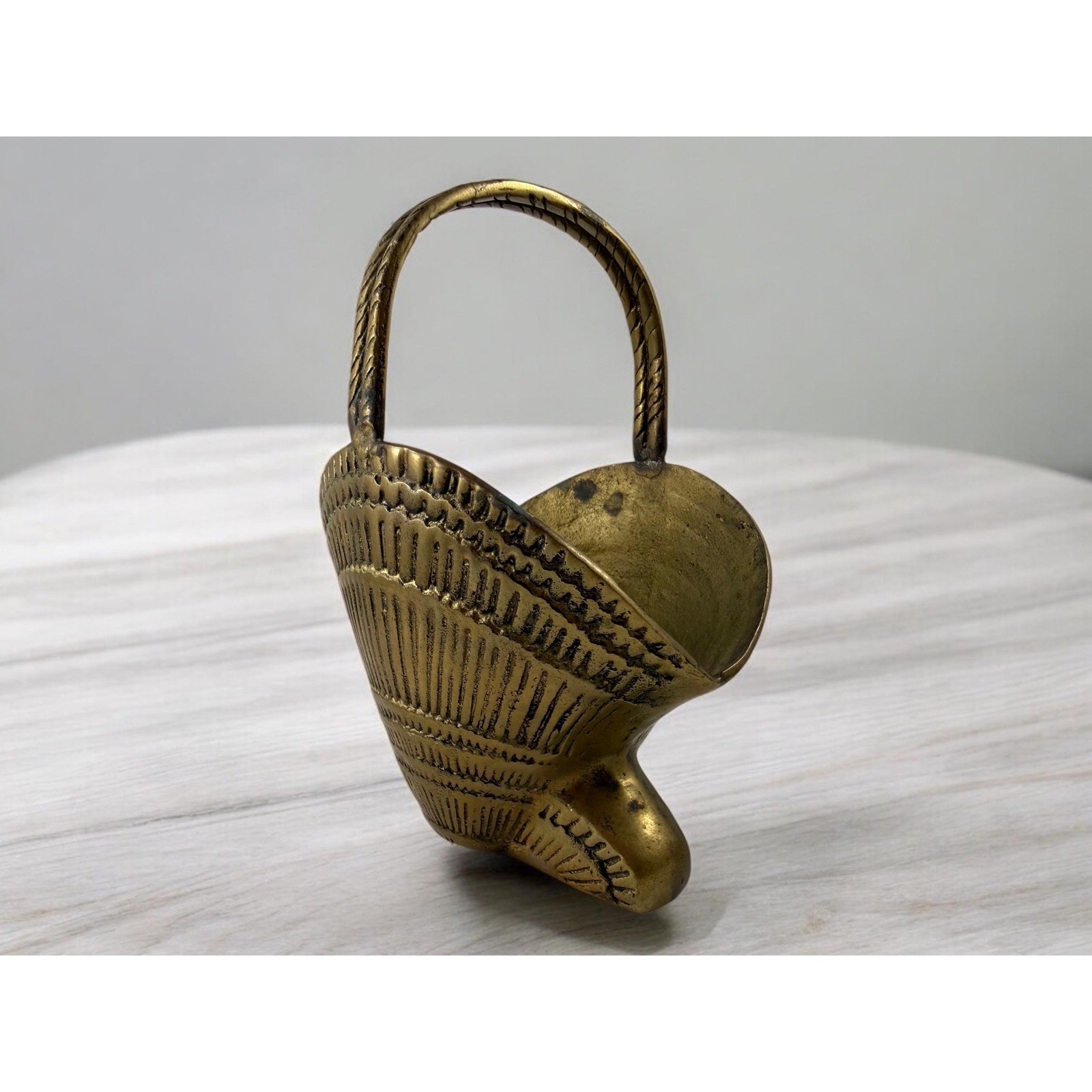 Vintage Shell Design Brass Basket