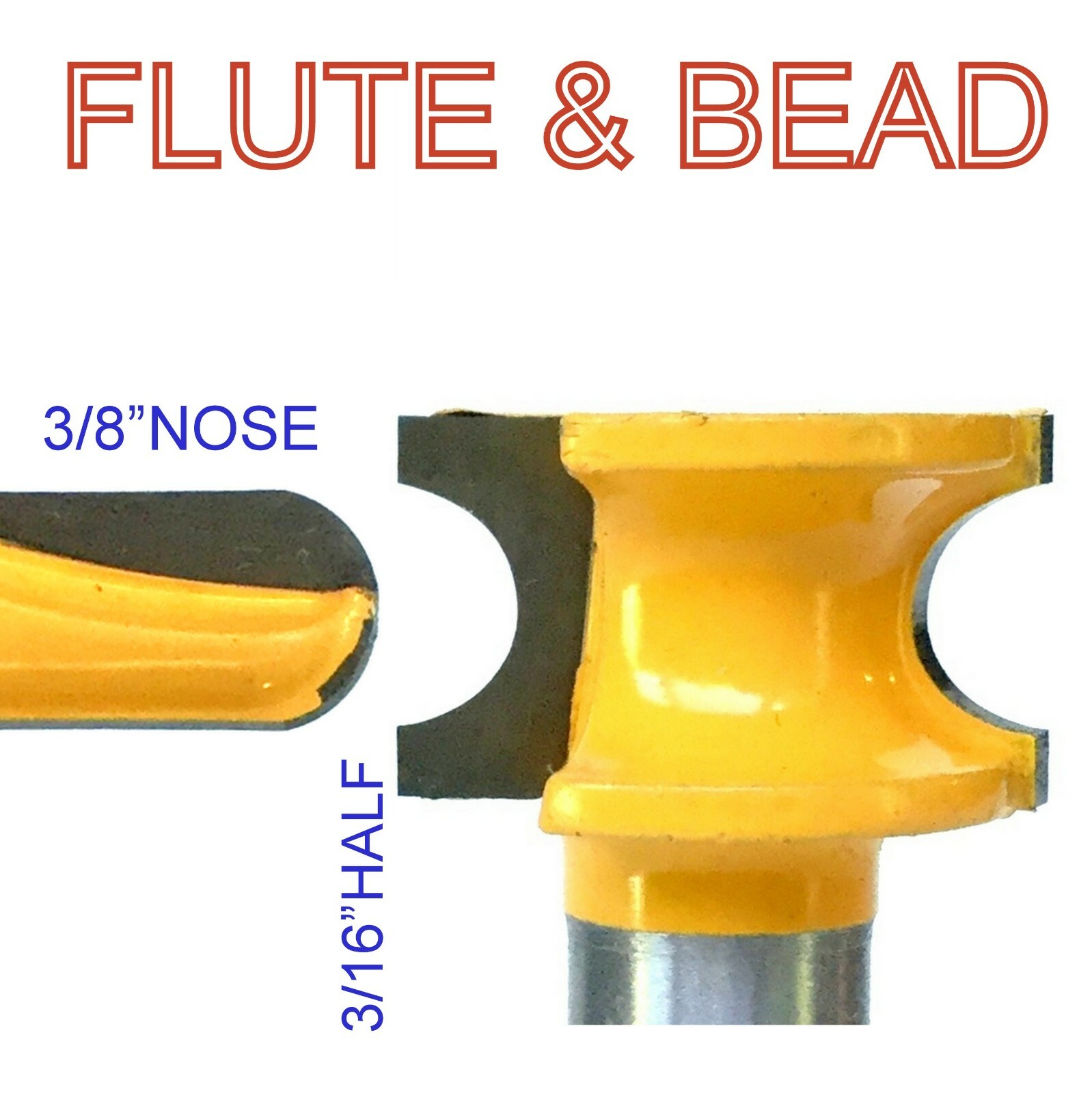 2 pc 1/2" SH 3/8" Diameter Flute and Bead Match Joint Router Bit Set S