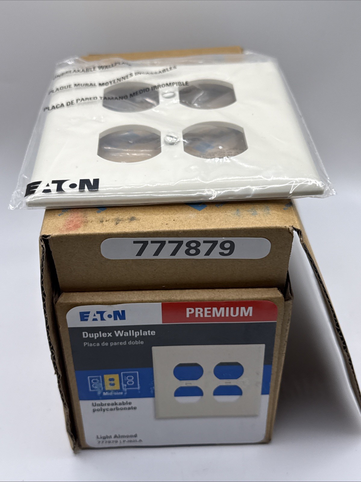 Qty.12 Eaton PJ82LA-F-LW Mid-Size 2-Gang Duplex Wallplates Light Almond New