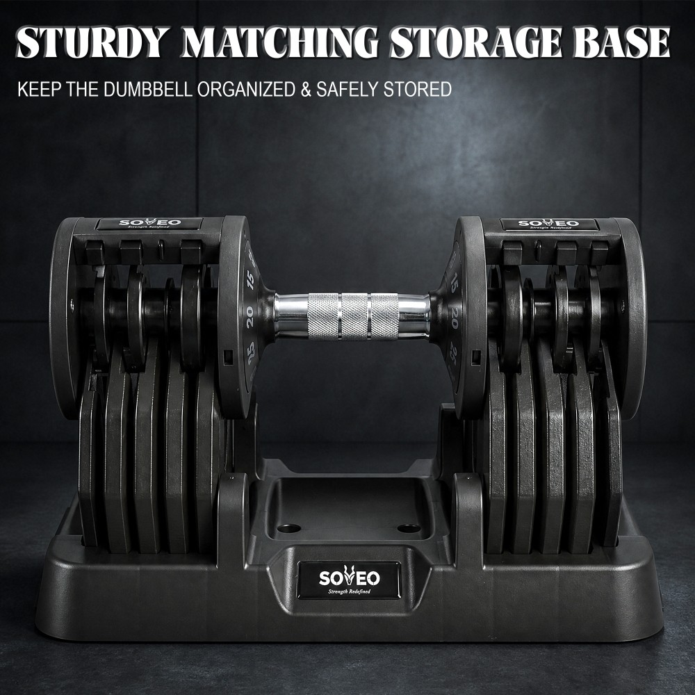55 LBS Adjustable Dumbbell Iron Material Quick Adjust Weight Non Slip Grip