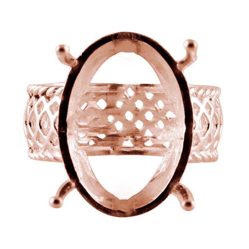 Semi Mount Oval 13X18MM Cabusion Cut Engagement 925 Sterling Silver Ring