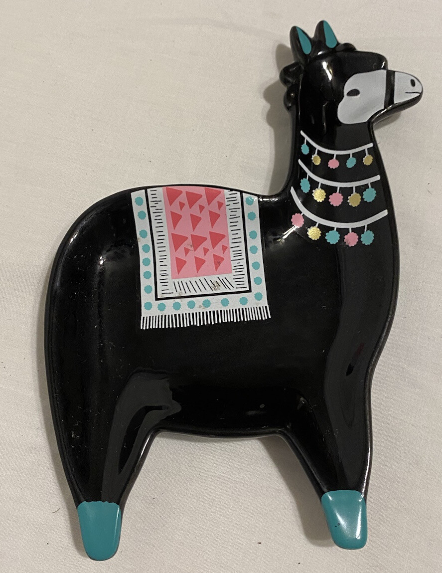 Festive Llama Trinket Tray 5 x 8"