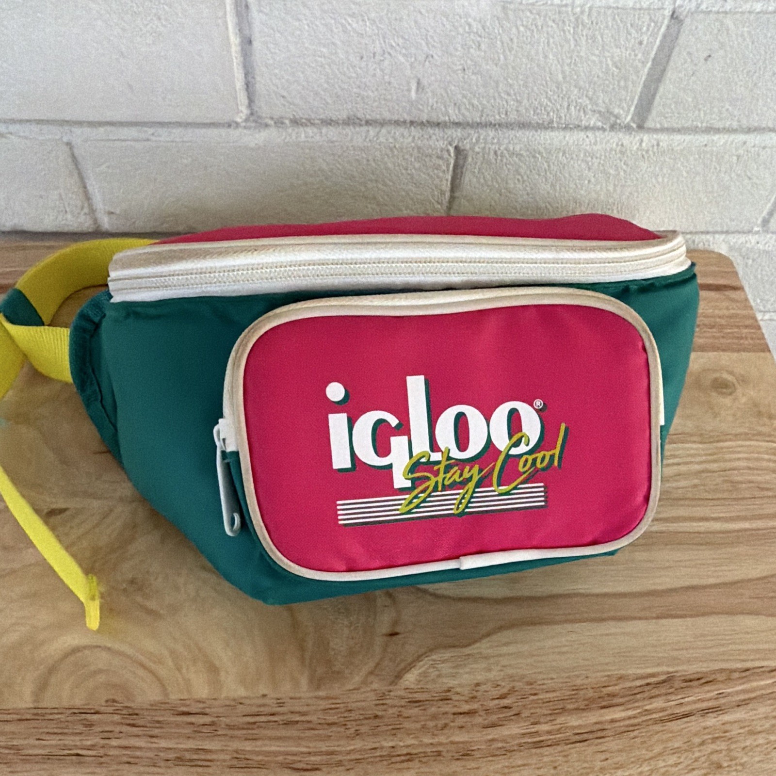 Igloo Stay Cool Fanny Pack Cooler Neon Yellow Teal Pink, 90's Retro
