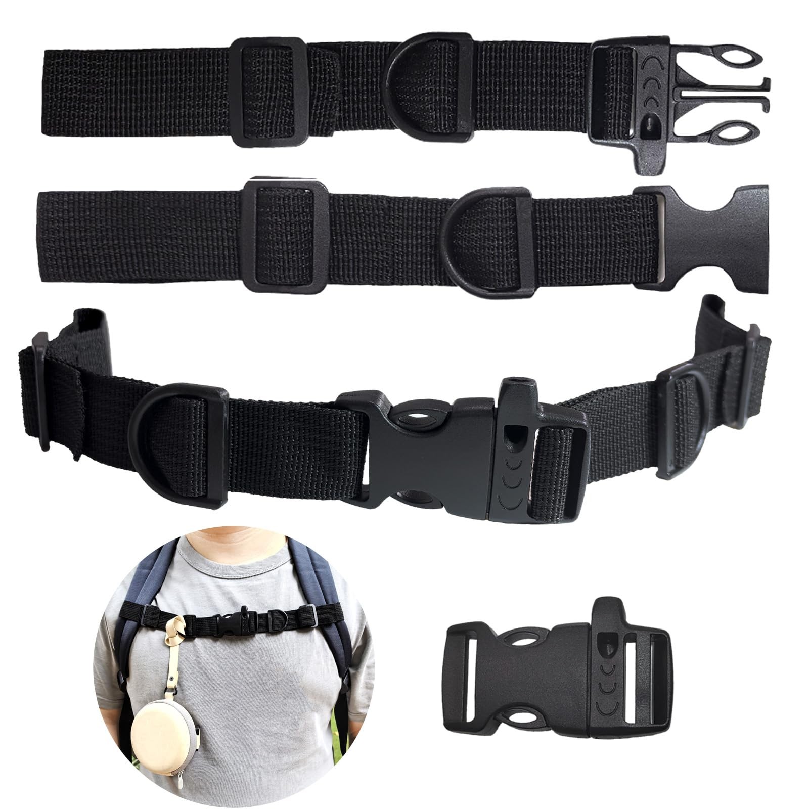 2 PCS Backpack Chest Strap Add on, Adjustable Sternum Straps for Backpacks an...