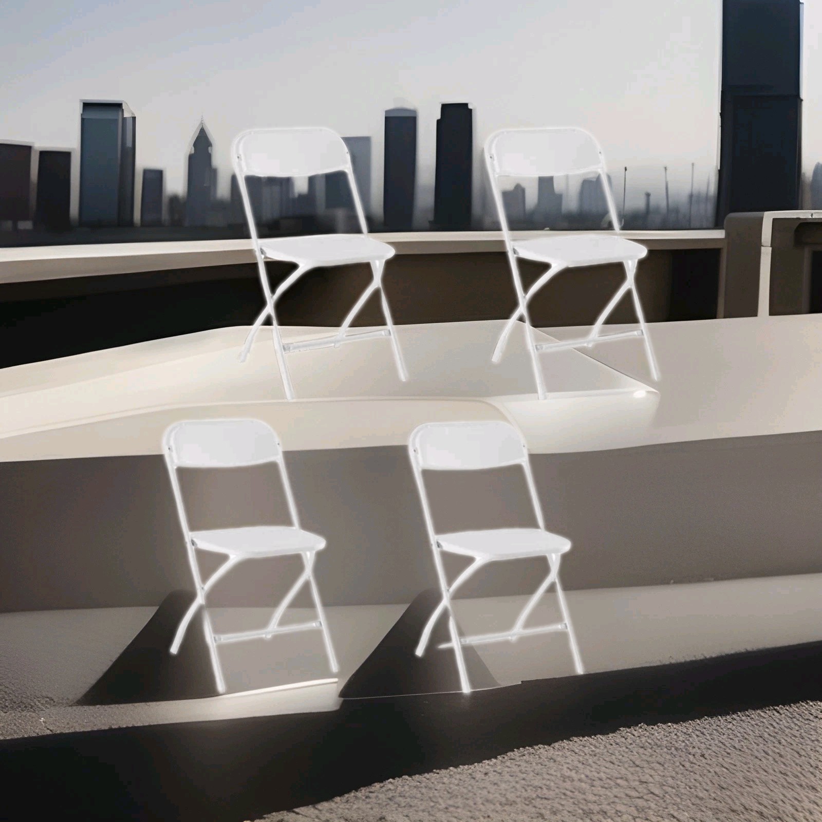 4pk Plastic Folding Stackable Chairs Seat Office Home Wedding Party