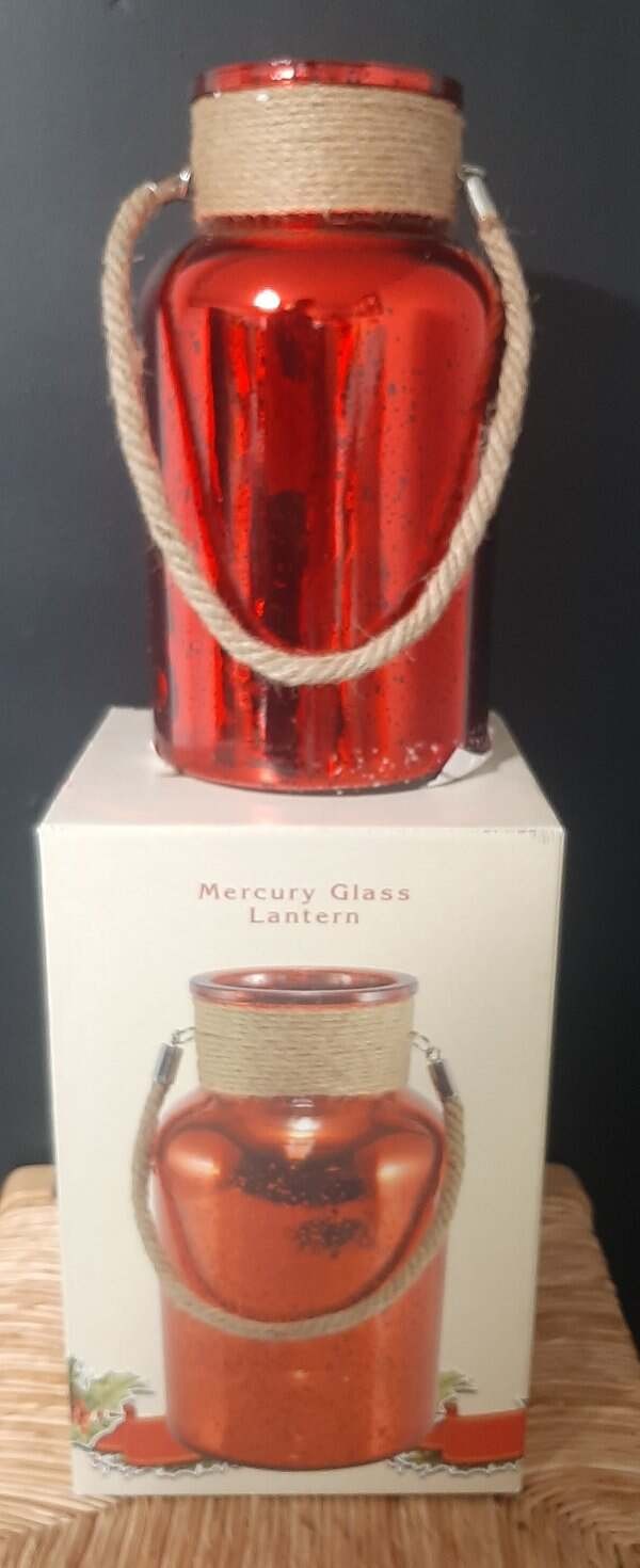 Cracker Barrel Red Mercury Glass Lantern LED Light Large 10.5" Brand New In Box