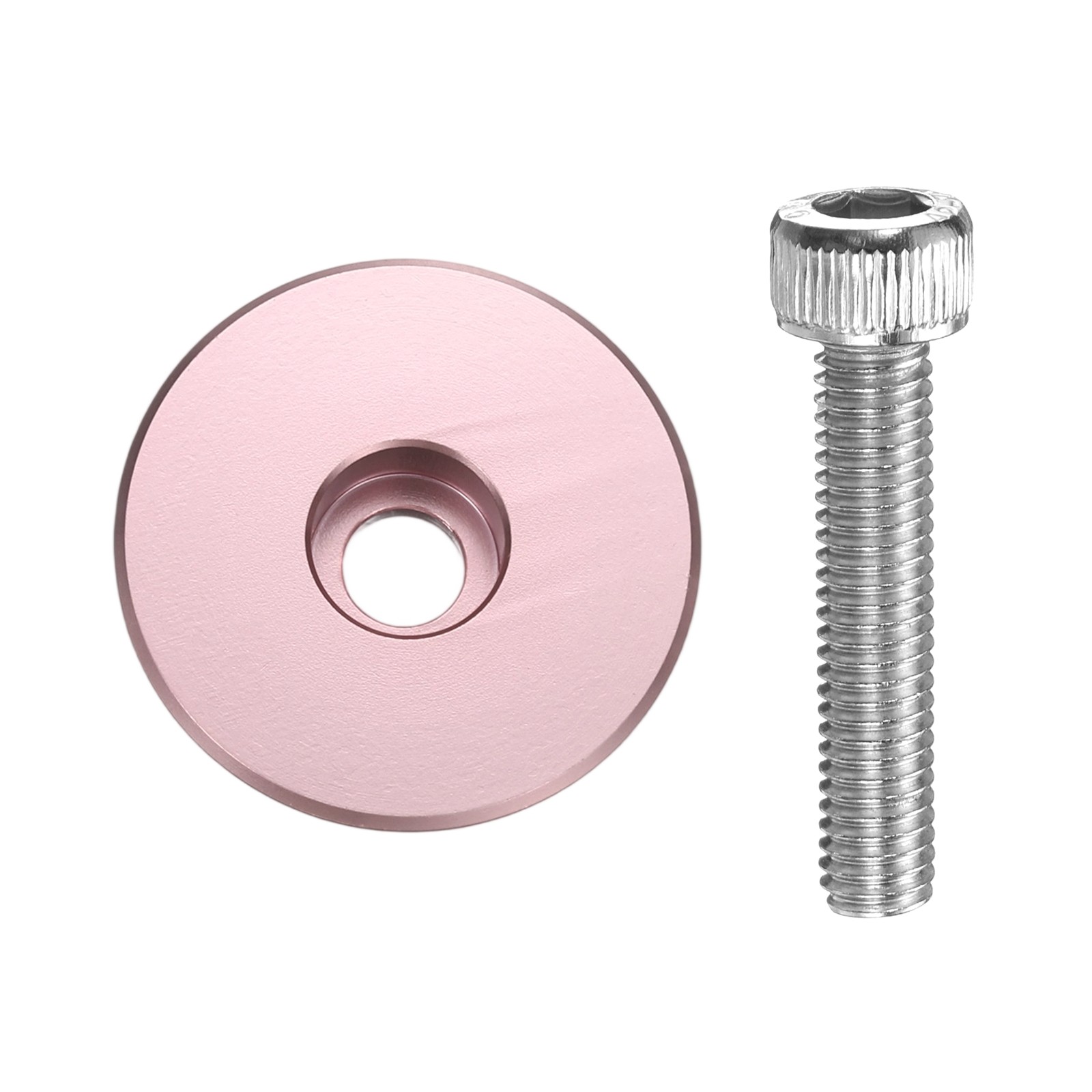 Bicycle Headset Stem Top Cap 1-1/4" OD Glossy Surface with M6 Bolt Pink