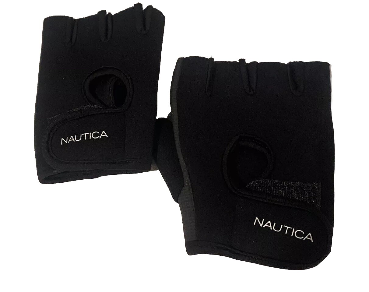 Nautica Unisex Fitness Gym Fingerless Gloves Size XL Black, Wheelchair User Aid