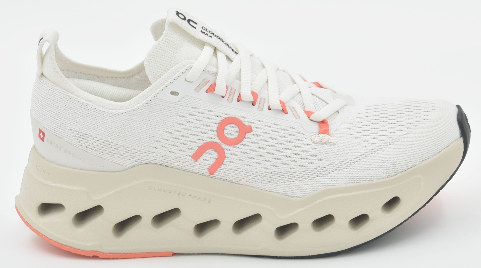 On Women's Cloudsurfer Max Running Shoes Ivory/Salmon
