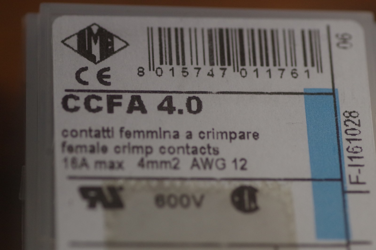 QTY 10, ILME CCFA 4.0 SILVER CONTACT PIN, 16A, AWG 12, 600V, NEW CONDITION!
