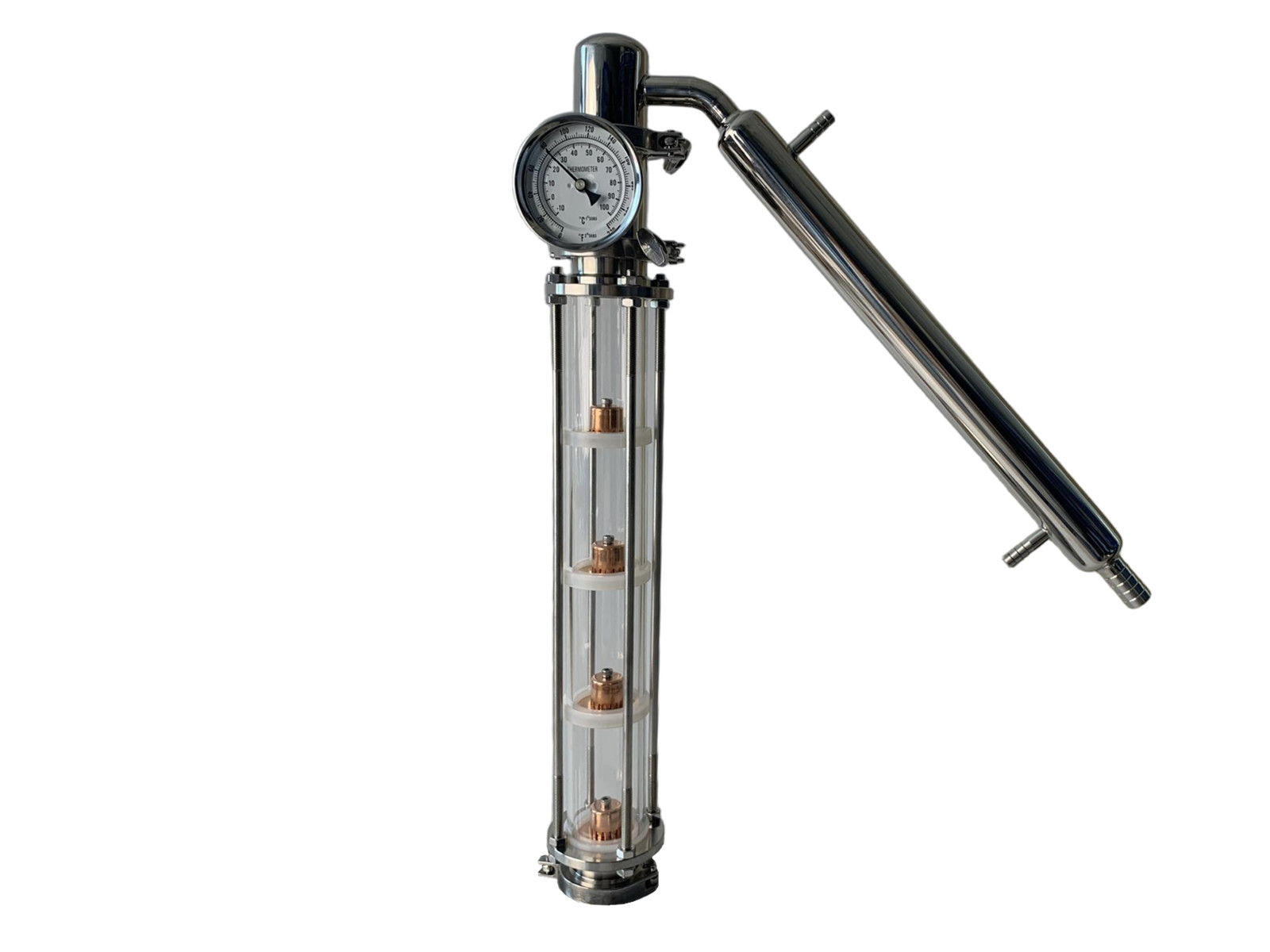 2" Tri Clamp Alcohol Distiller Bubble Plate Reflux Column & Condenser, Fits Kegs