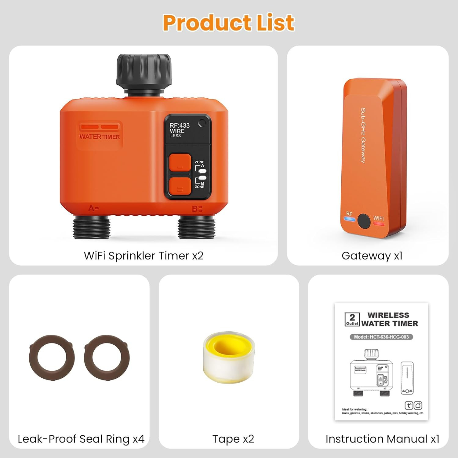 Wifi Water Timer for Garden Hose with 984 Ft Range,Smart 2- Zone Sprinkler Timer