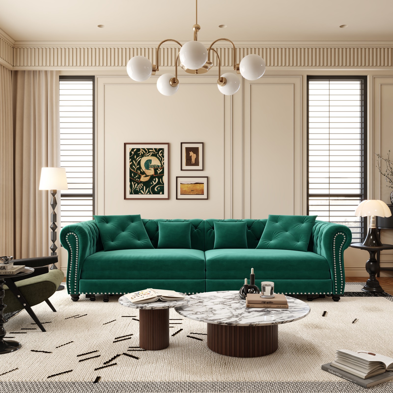 Chesterfield Sofa, 89 " W 3-in-1 Pull-Out Sofa Bed, Convertible Sleeper Sofa Bed