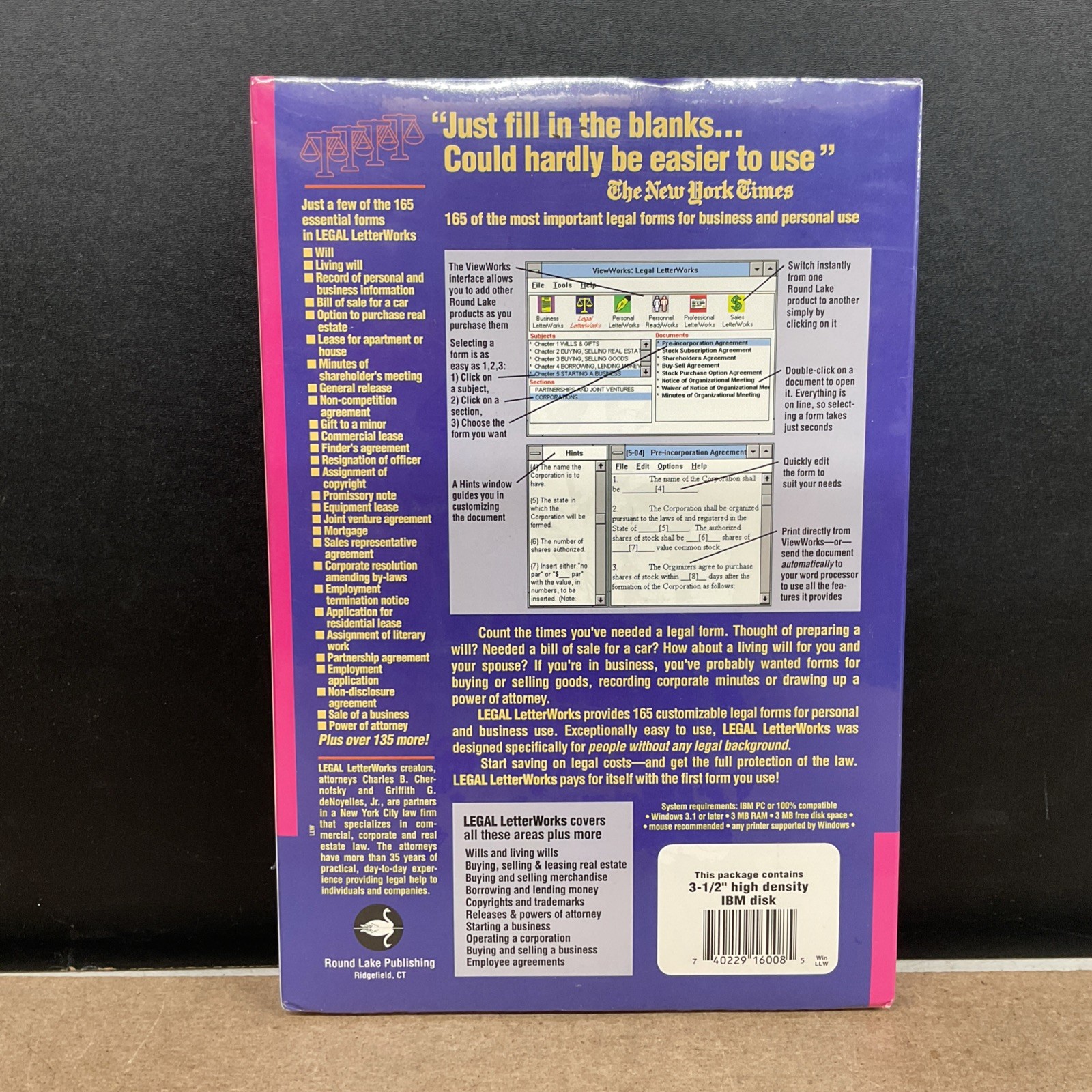 Legal LetterWorks For Microsoft Windows 95 3.1 HD 3.5” Disks Factory Sealed