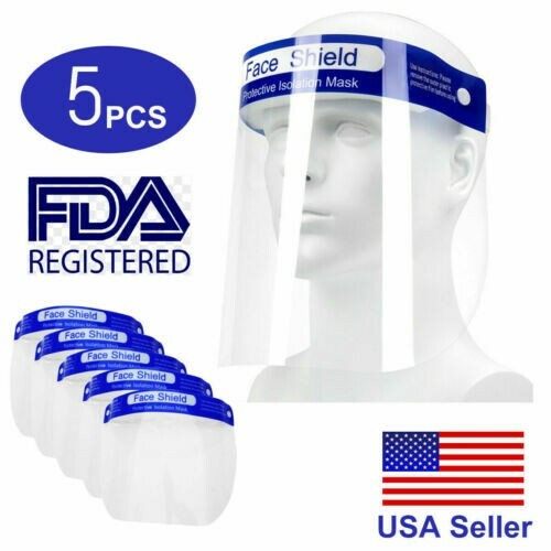Safety Full Face Shield Reusable Washable Protection Cover Face Mask Lot of 5 