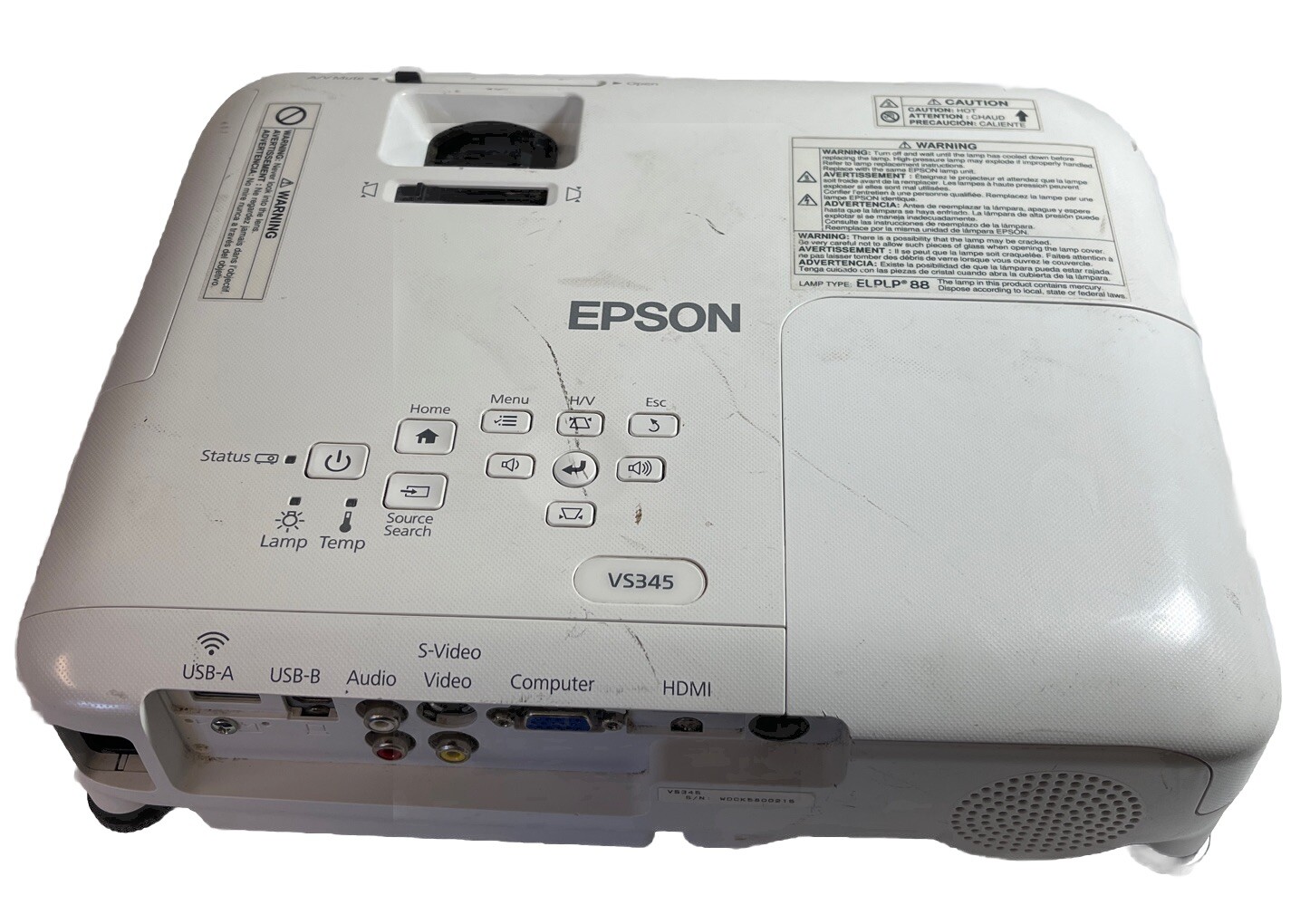Epson VS345 WXGA 3LCD Projector 3000 Lumens Color Brightness (11 Lamp Hours)