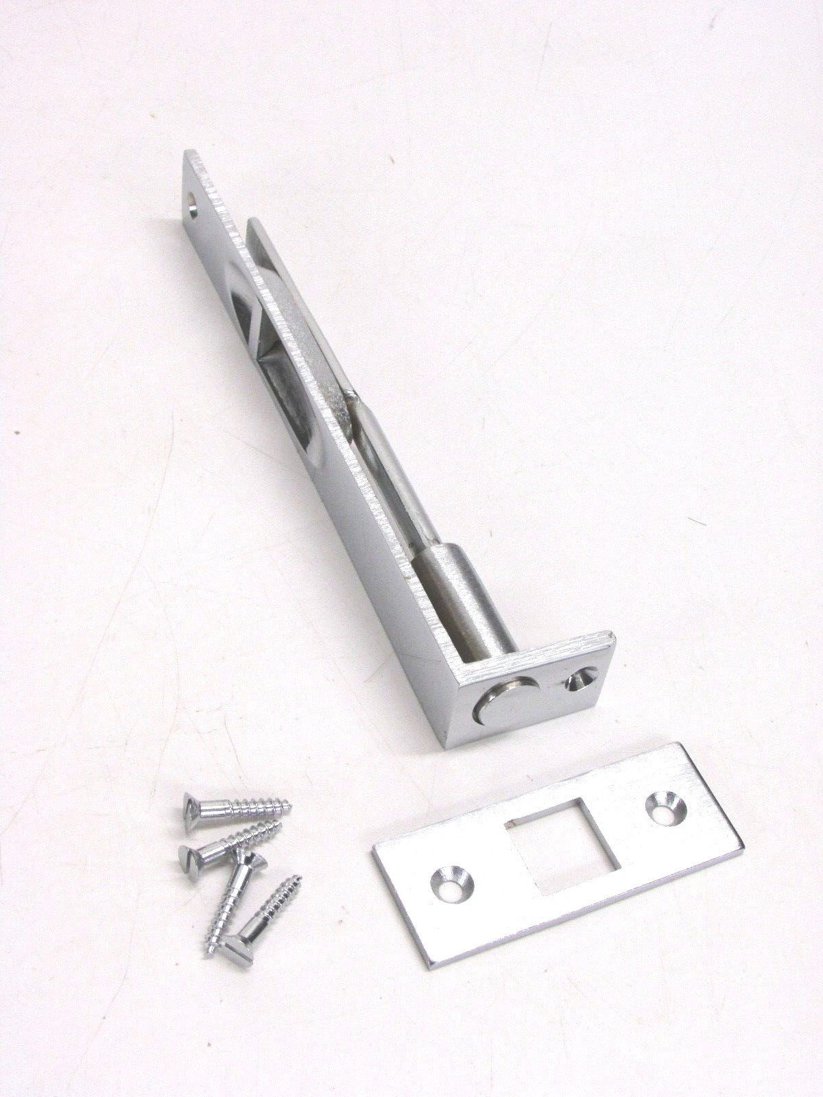 NOS! SAFE HARDWARE DOOR FLUSH BOLT, 3/4" x 6", BRIGHT CHROME, 2626-26