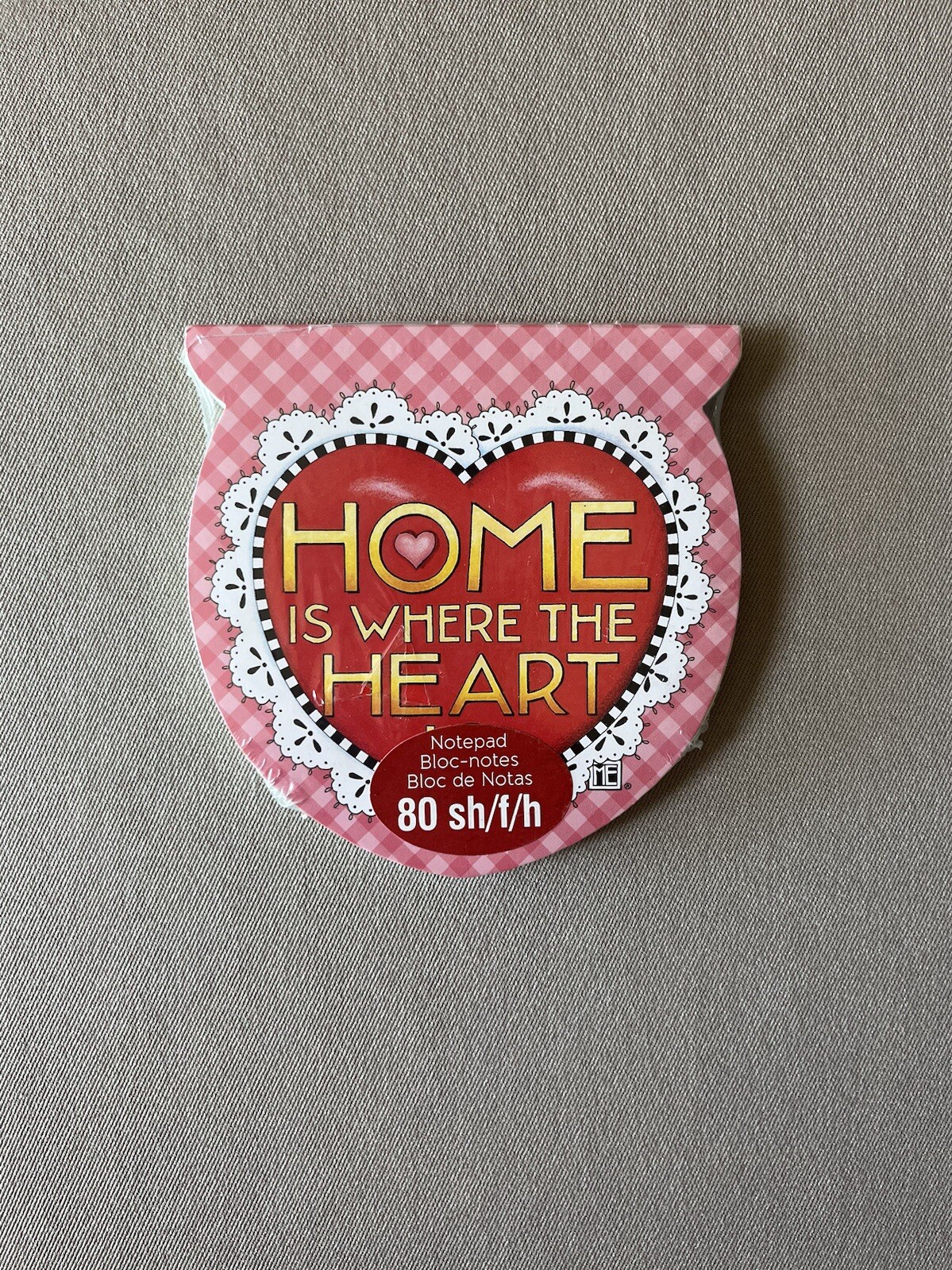 Mary Engelbreit Home Is Where The Heart Is 80 Sheet Notepad~4 1/4” X 4 1/4”, New