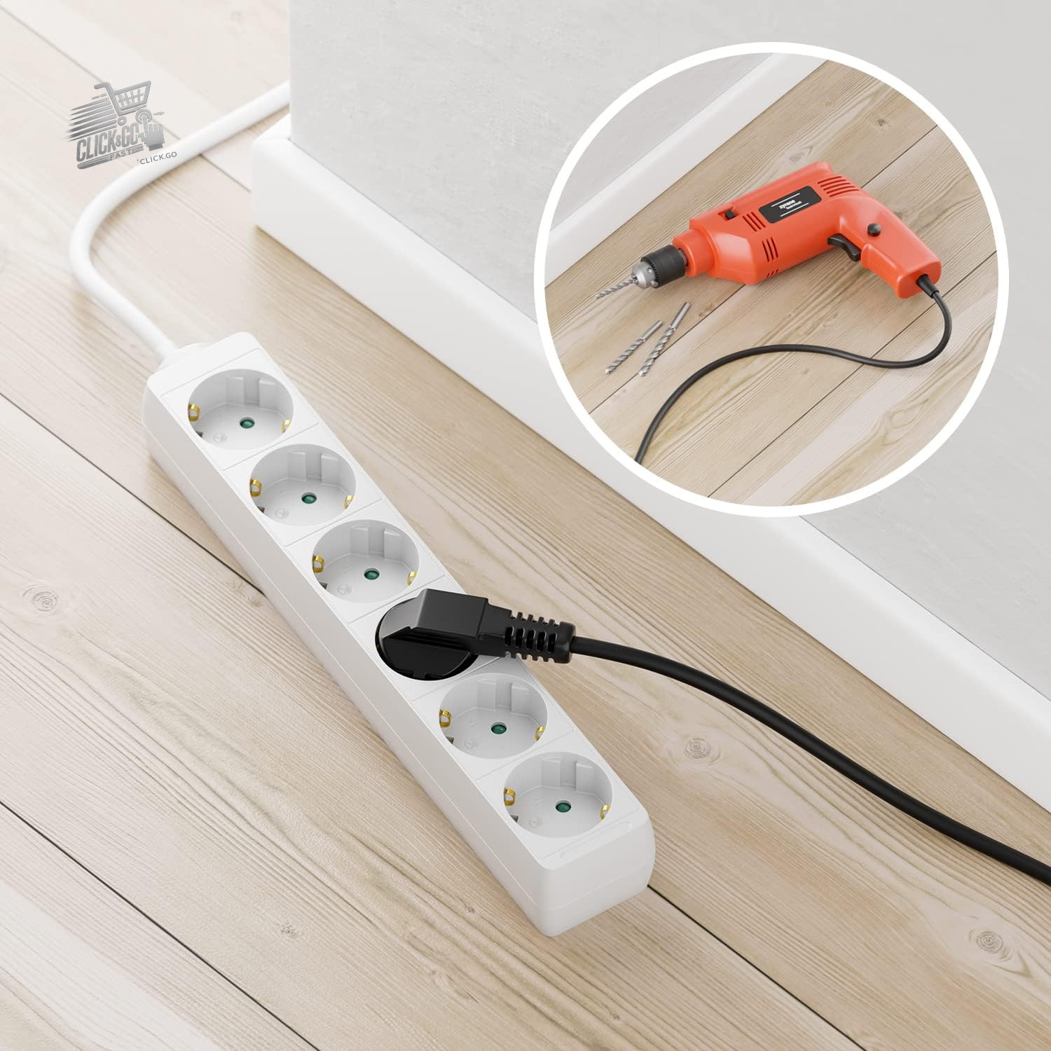 6 Outlet Compartments With Flat Connector Electrical Cable for Inter