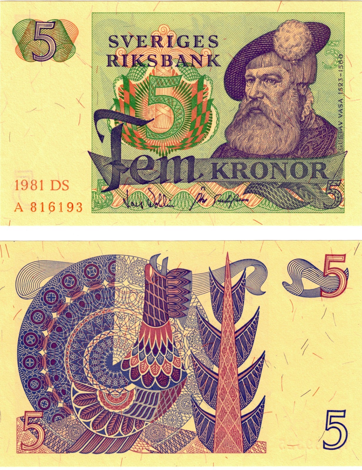 1981 Sweden 5 Kronor Banknote UNC P51d