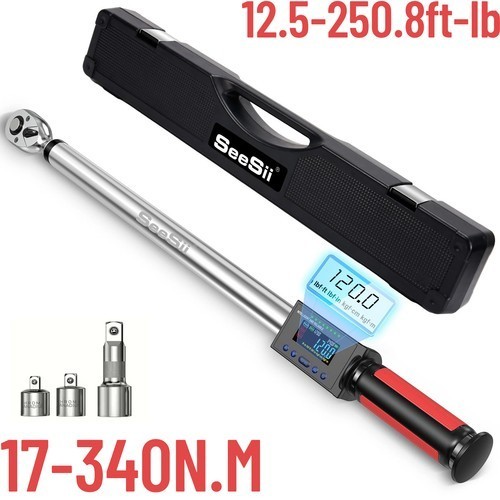 Seesii Digital Torque Wrench 1/2" Electric Torque Wrench 17-340Nm/12-250 ft-lbs