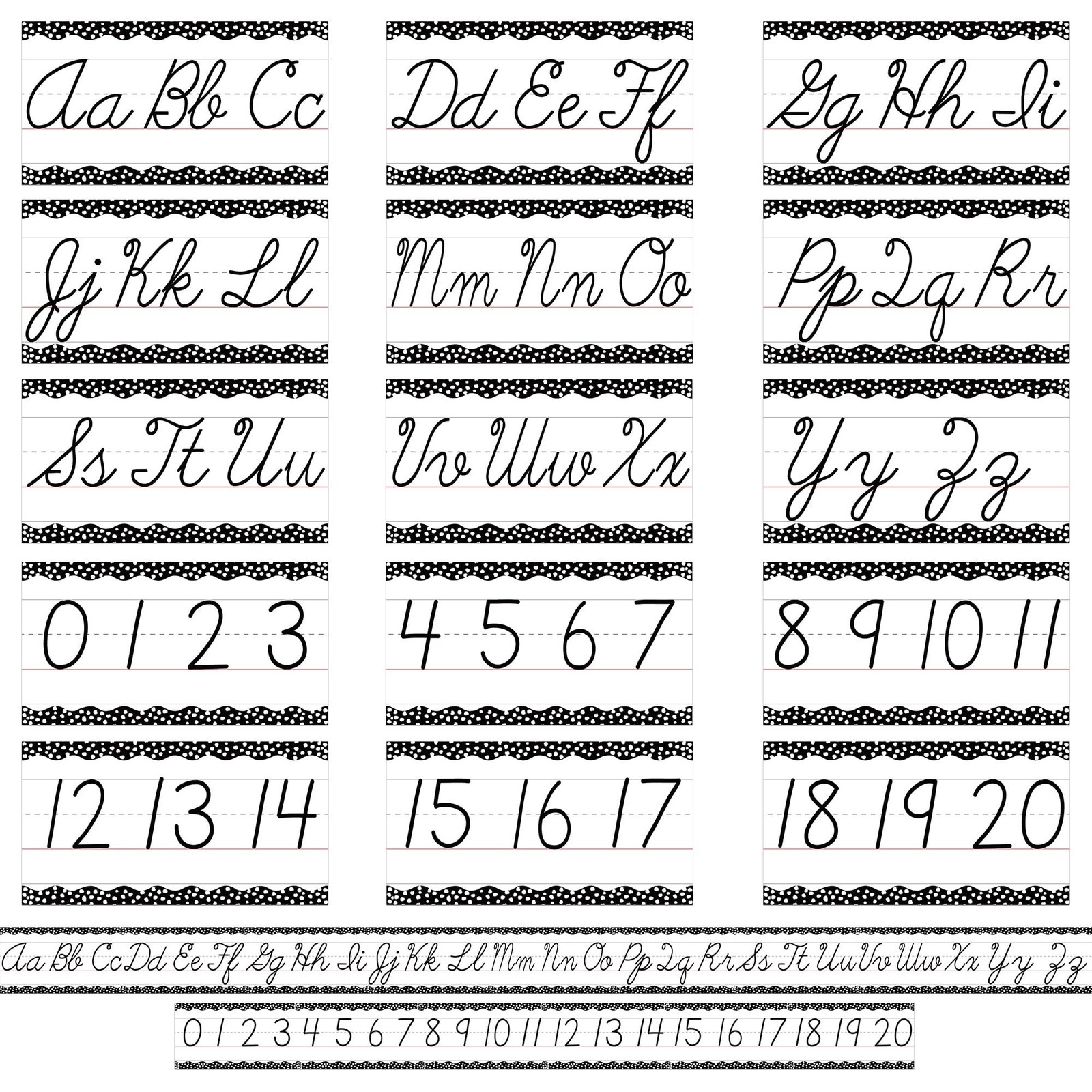 15 Pieces Cursive Alphabet Line Bulletin Board Set Alphabet Classroom Wall Strip