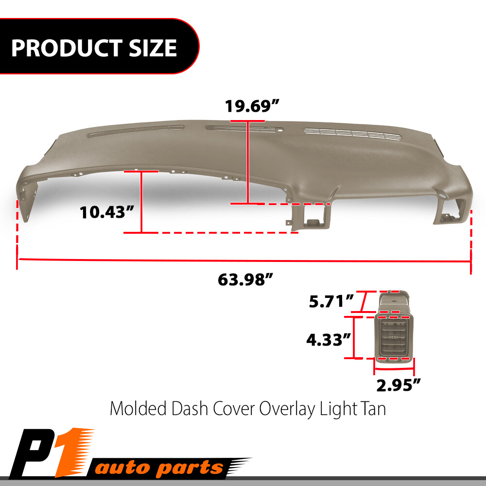 Fits 99-06 Chevy Silverado Sierra Molded Snap-On Dash Cap Board