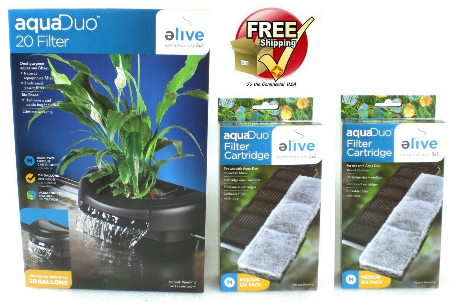 Elive AquaDuo 20 Gallon Fish Aquarium Filter Aquaponics Plus 12 Extra Filters