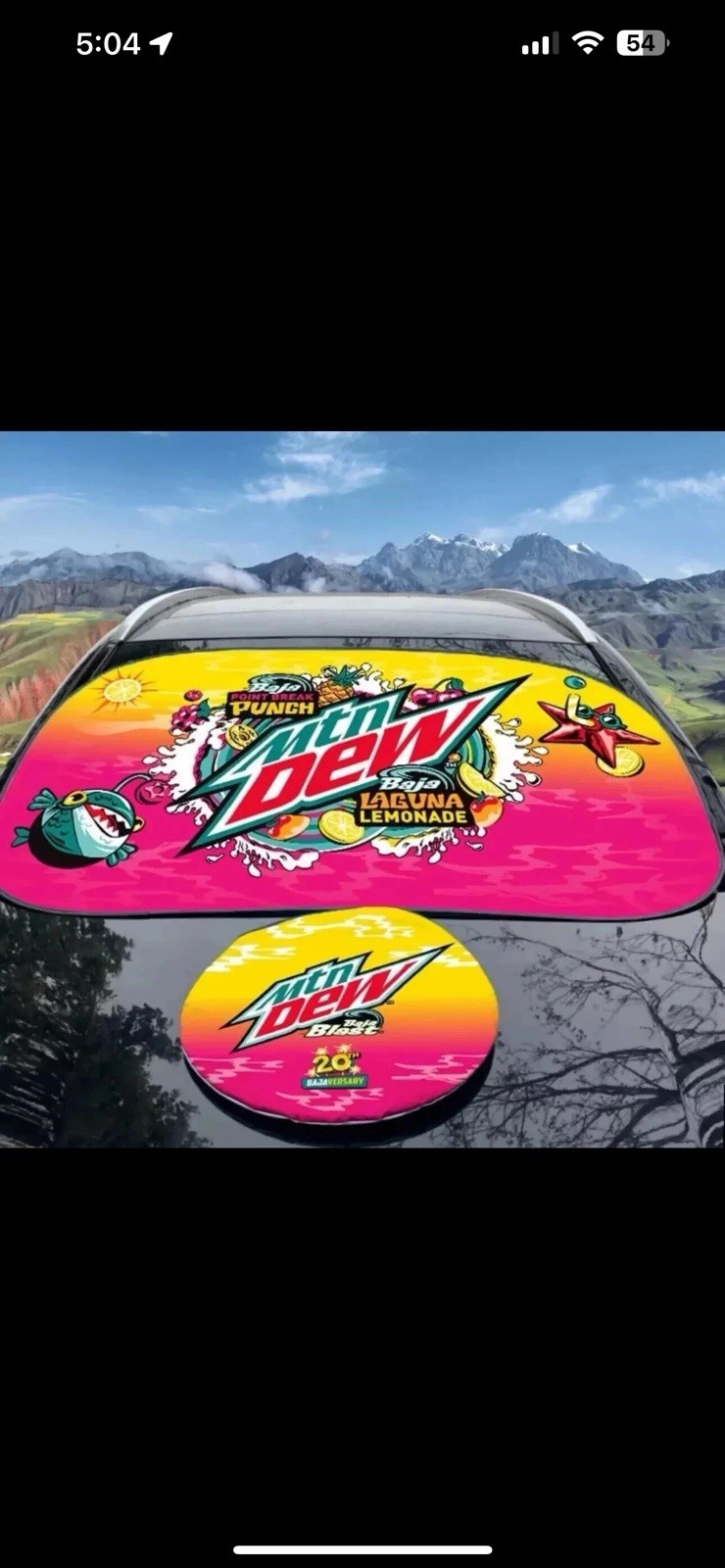 Mountain Dew Baja Blast Car Sunshade - Laguna Lemonade Pointbreak Punch