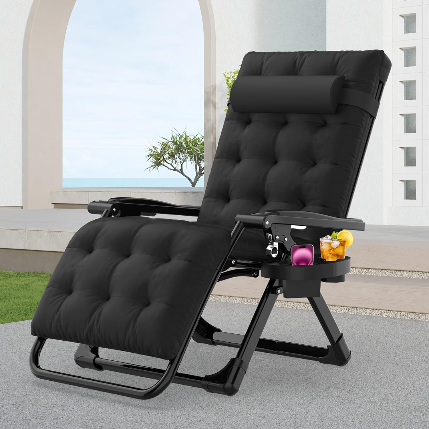 Zero Gravity Chair, Reclining Camping Lounge Chair with Aluminum Alloy Lock, Fol