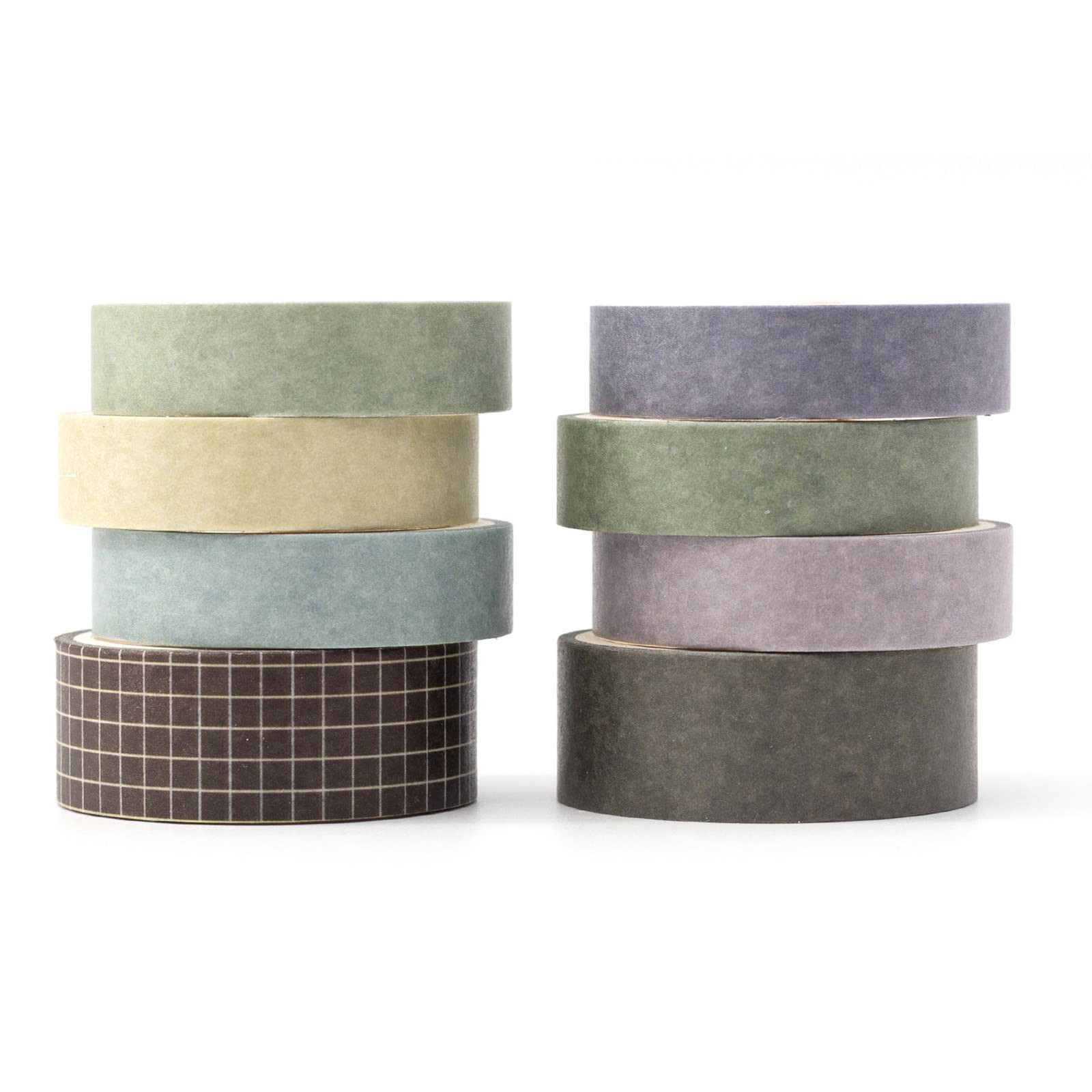 YUBBAEX 8 Rolls Basic Washi Tape Set Solid Color Grid Masking Decorative Tape...
