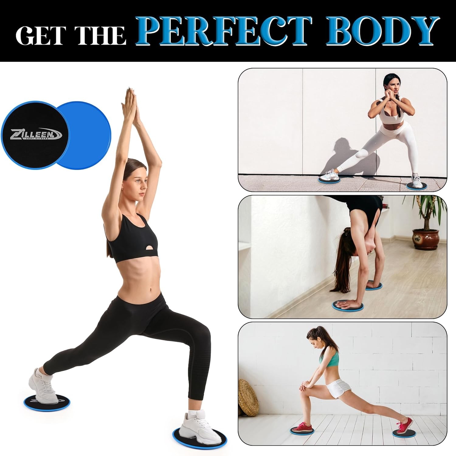 ZILLEEN Exercise Sliders for Working Out Fitness Discs for Pilates Women Men, 2