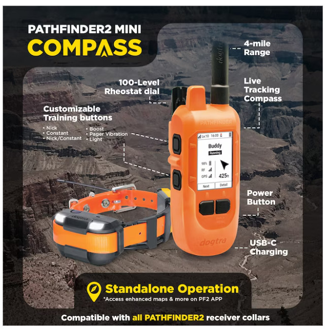 Dogtra Pathfinder2 Mini Compass - Handheld GPS Dog Tracking and Training System