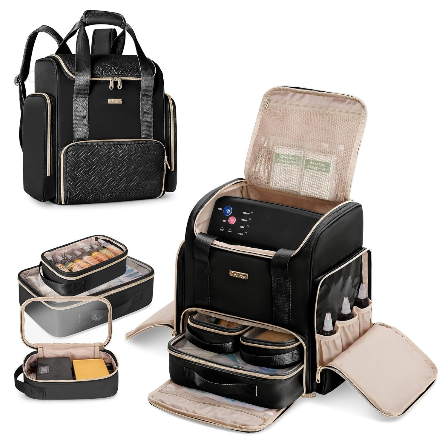 Tattoo Travel Case with 3 Cases, Supplies Storage Organizer Black