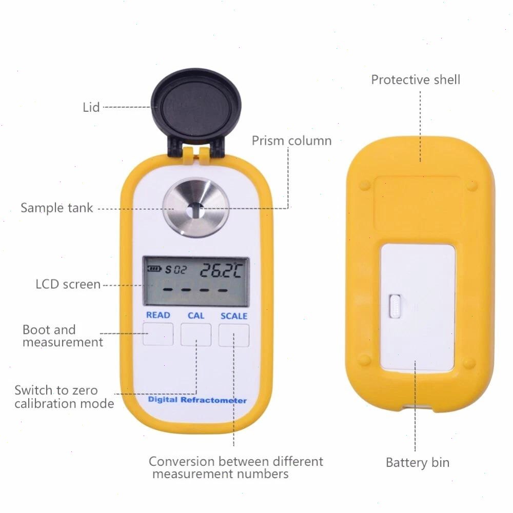 Portable Digital Brix Meter with Temperature Accuracy ±0.5℃ Sugar Refractometer
