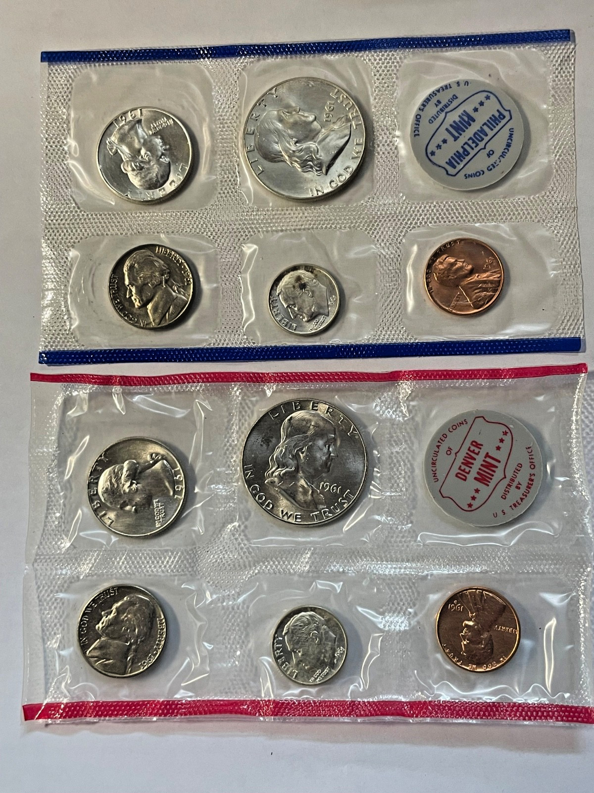 1961 U.S. P & D Uncirculated Silver Mint Set in Original Mint Issued Envelope