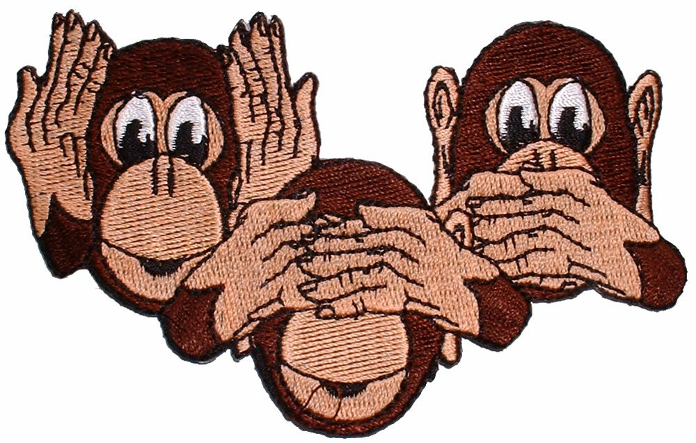 MONKEYS HEAR-SEE-SPEAK NO EVIL Embroidered Shoulder Patch 5" (3087)