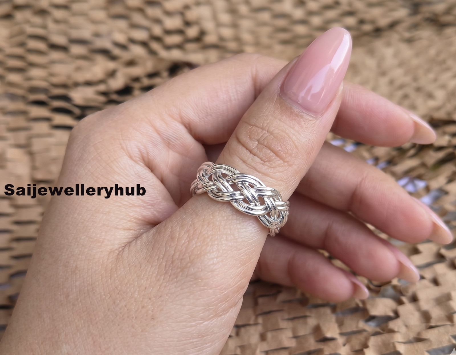 925 Sterling Silver Thumb Ring Handmade Jewelry Woven Unisex Band All Size SR816