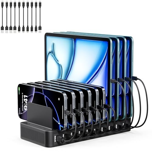 USB C Charging Station for Multiple Devices, 10-Port 100W Charging Dock, with