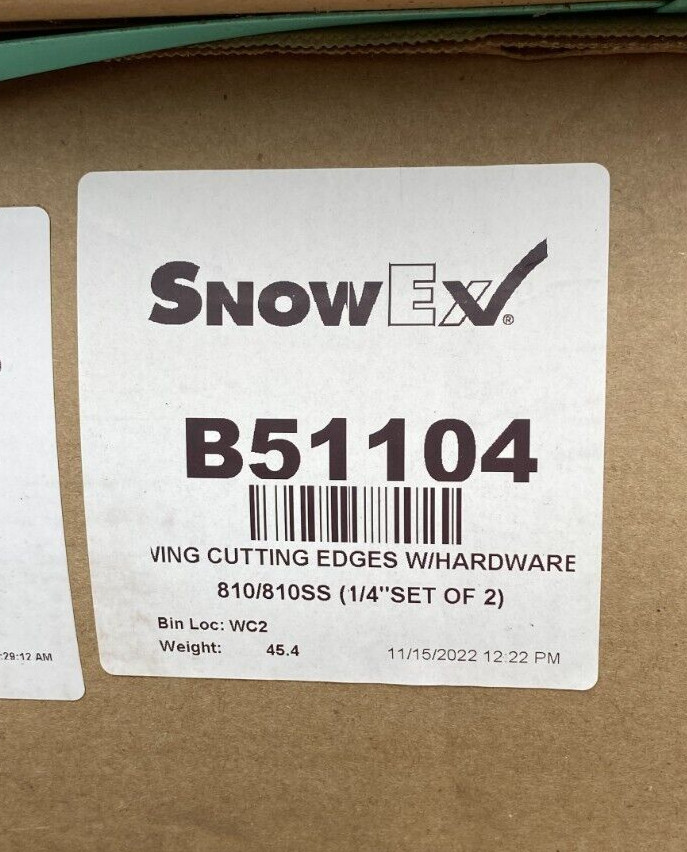 OEM Blizzard/SnowEx 810 8100PP B51104 Steel Wing Cutting Edges Snow Plow 1/4