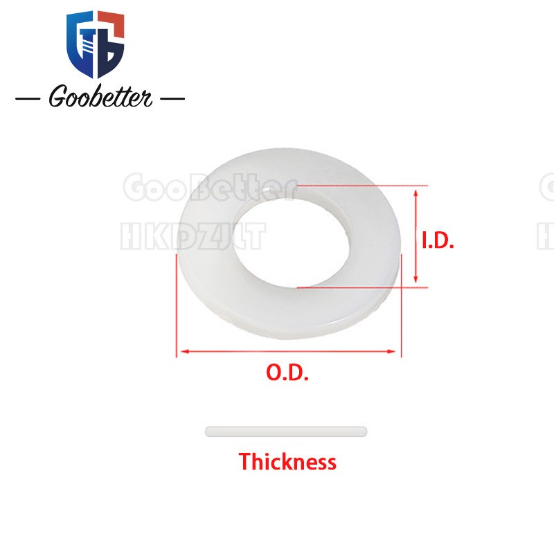 PTFE Plastic Nylon Flat Spacer Washer Insulation Gasket Ring For Screw Bolt
