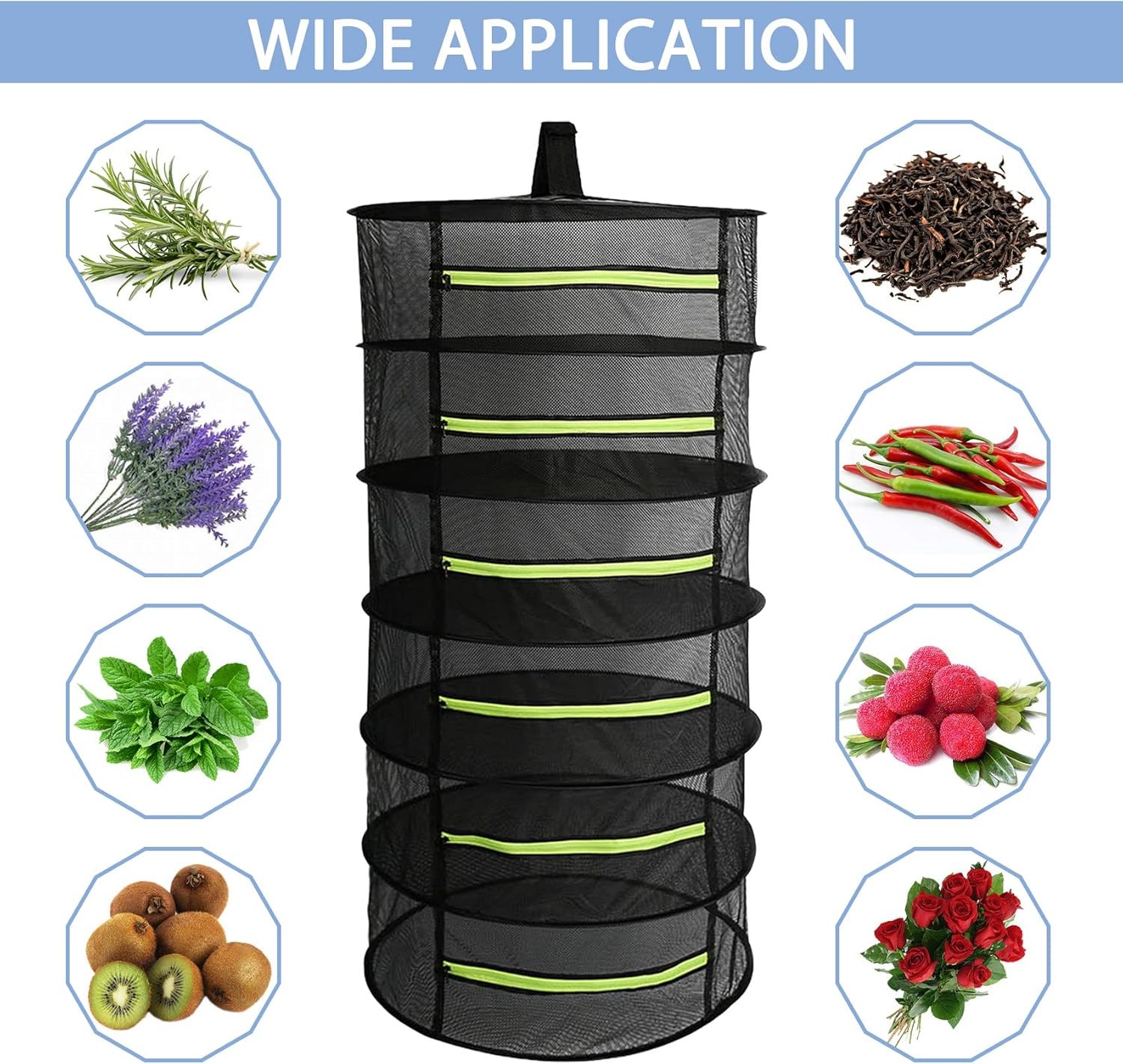 "Herb Drying Rack 2PCS 6-Layer Mesh w/ Zipper & Scissors – Dry Herbs, Flowers"