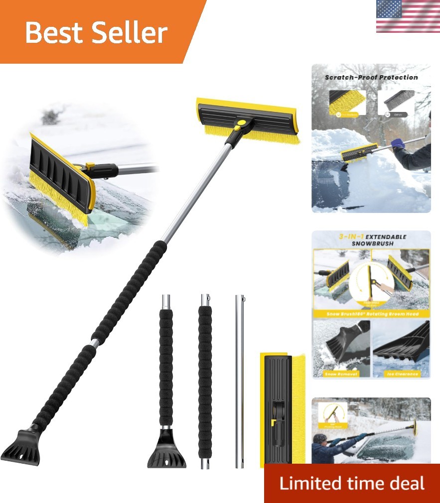 Versatile Snow Brush & Ice Scraper - Extendable to 55.7" for SUVs & Trucks